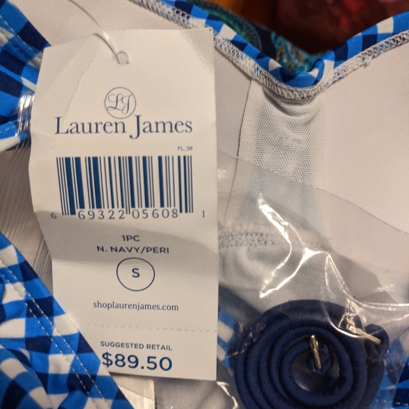 ✅️ NWT. Lauren James Navy/Periwinkle blue gingham - Picture 2 of 5